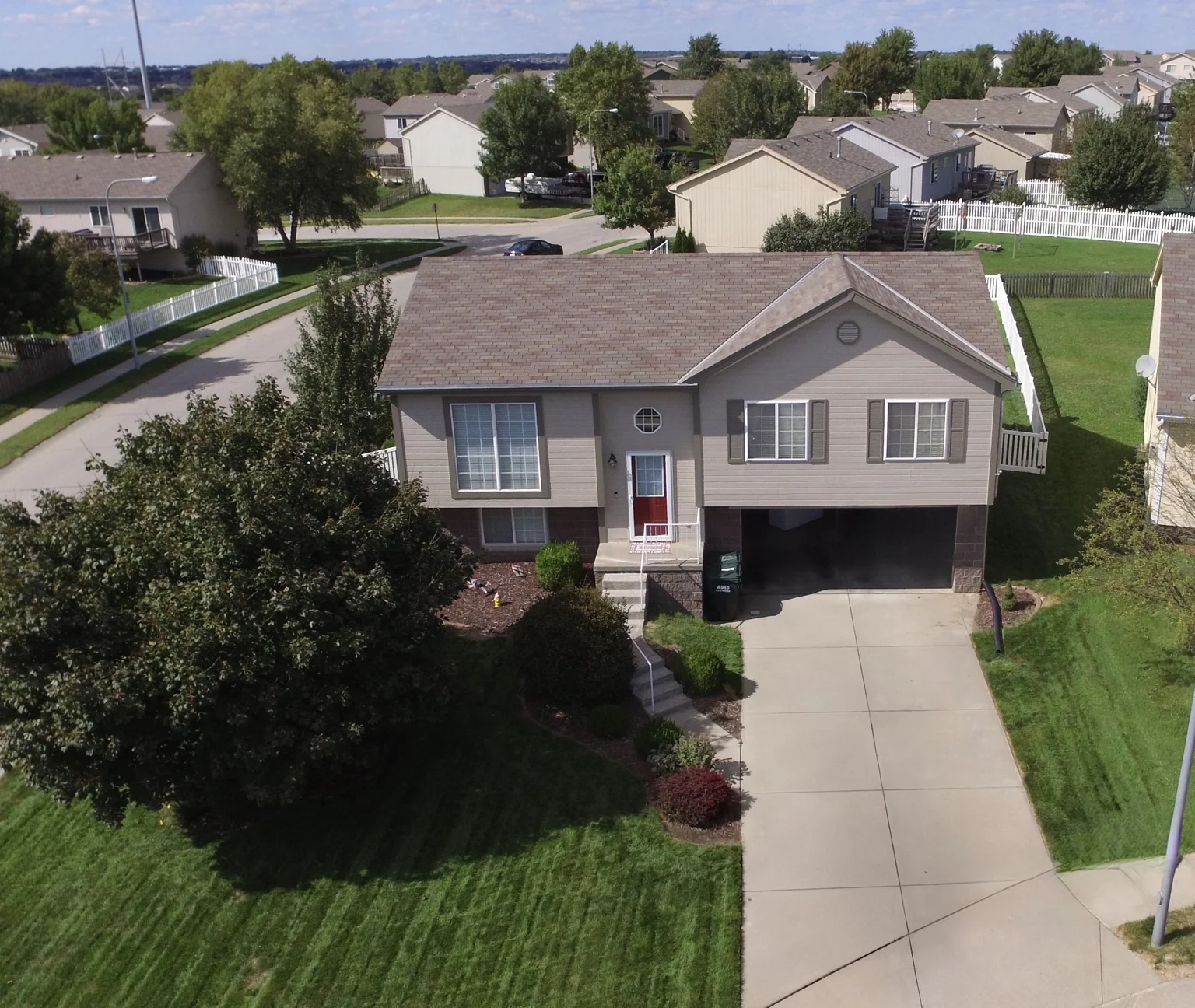Elevated exterior view of a residential home
